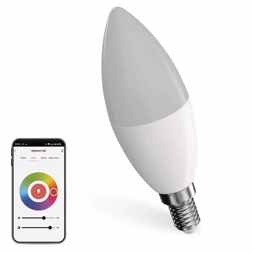 GoSmart LED izzó - gyertya / E14 / 4,8 W (40 W) / 470 lm / RGB / dimmelhető / Zigbee - Image 1 of 7