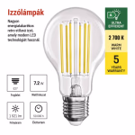 EMOS LED izzó Filament A60-körte A CLASS / E27 / 7,2 W (100 W) / 1521 lm / meleg fehér thumbnail 4