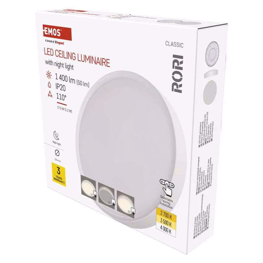 LED felületi lámpatest RORI kerek, fehér, 17W, CCT - Image 1 of 4