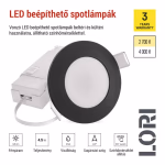 LED reflektor LORI fekete, kerek, 4,5W CCT thumbnail 4