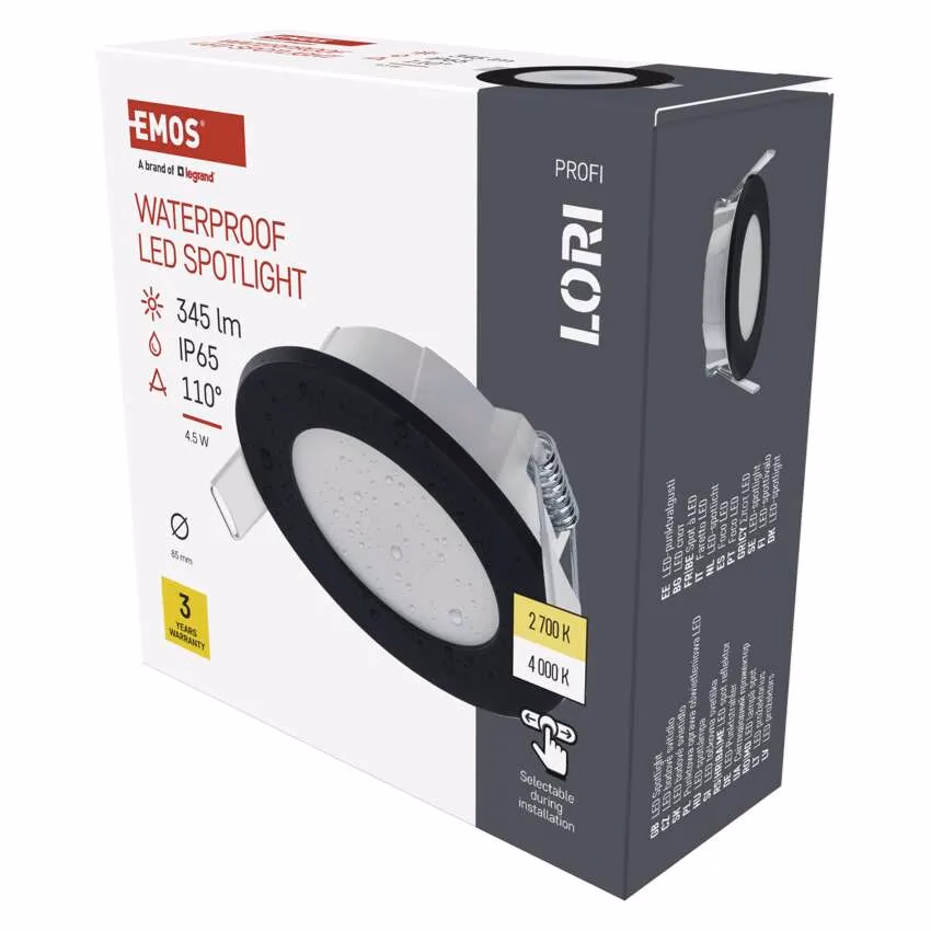 LED reflektor LORI fekete, kerek, 4,5W CCT - Image 1 of 5