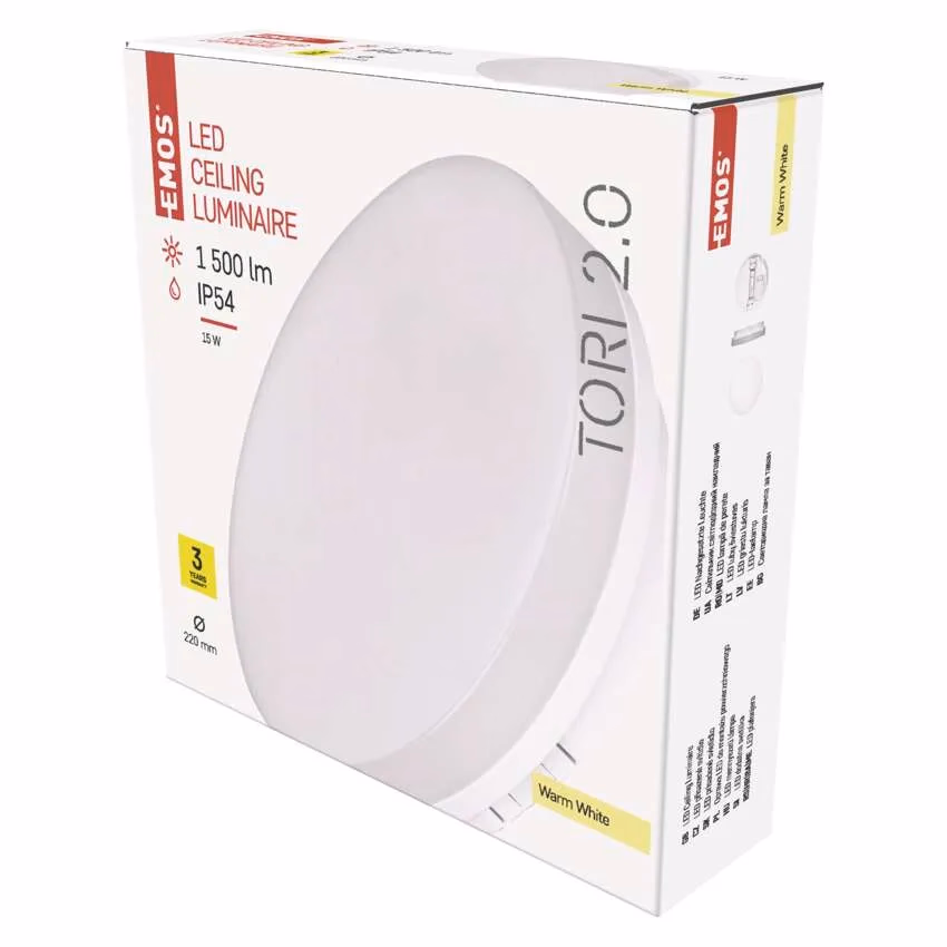 EMOS LED felületre szerelhető lámpatest TORI, kör, 15W WW IP54 - Image 1 of 3