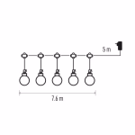 LED fényfüzér – 20x party égő, 7,6 m, kültéri és beltéri, meleg fehér thumbnail 4