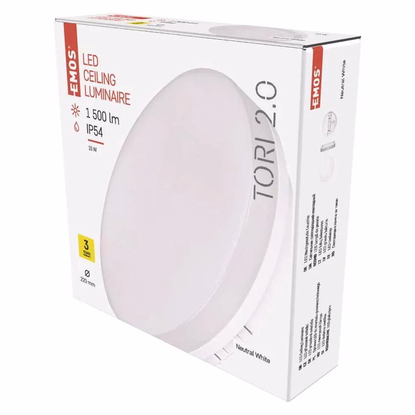 EMOS LED felületre szerelhető lámpatest TORI, kör 15W 1250 lm IP54 természetes fehér - Image 1 of 3
