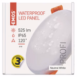 EMOS LED süllyesztett lámpatest VIXXO, kör, 7.5WW 650lm IP65 természetes fehér thumbnail 3