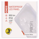 EMOS LED süllyesztett lámpatest VIXXO, négyzet, 10W 900lm IP65 természetes fehér thumbnail 3