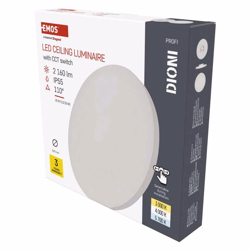 LED felületi lámpatest DIONI kerek, fehér, 18W, CCT - Image 1 of 4