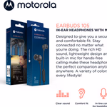 MOTOROLA Fülhallgató EARBUDS 105 Fekete 1x2x125cm 51gr sztereó + mikrofon  thumbnail 5