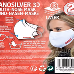 Fehér textilmaszk, 2 db, nano-ezüstös, mosható, állítható pánt