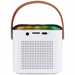 Karaoke szett mini 5W 10x10x8cm RGB 9 hang effekt, mikrofon, fehér színben thumbnail 3