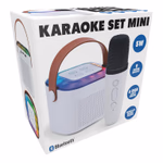 Karaoke szett mini 5W 10x10x8cm RGB 9 hang effekt, mikrofon, fehér színben thumbnail 1