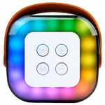 Karaoke szett mini 5W 10x10x8cm RGB 9 hang effekt, mikrofon, fehér színben thumbnail 4