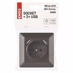 EMOS Aljzat USB csatlakozóval, SCHUKO antracit thumbnail 5