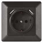 EMOS Aljzat USB csatlakozóval, SCHUKO antracit thumbnail 1