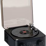 Bluetooth hangszóró, lemezlejátszó forma, LED világítás 14x15x7cm 3 féle thumbnail 2