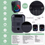 DUNLOP Bluetooth hangszóró 20W 25x20x35cm 1,385kg 1200mAh 5VDC 1A thumbnail 7