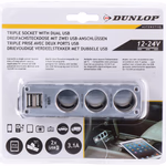 DUNLOP Szivargyújtó elosztó 3x aljzat + 2xUSB 3,1A 12/24V  thumbnail 1