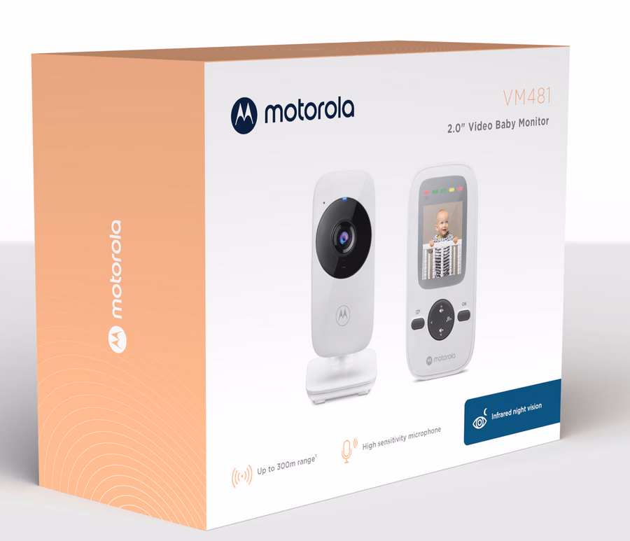 MOTOROLA Videós babafigyelő VM481, 2 hüvelykes színes kijelzős szülői egység, infravörös éjszakai látás, digitális zoom - Image 1 of 7