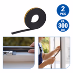 KINZO Öntapadós ablak szigetelő gumi E-forma 2db 300cm fekete thumbnail 1