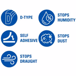 KINZO Öntapadós ablak szigetelő gumi D-forma 2db 300cm fehér thumbnail 5