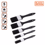 BLACK+DECKER Ecset készlet lapos 5db (2*50mm; 40mm; 2*25mm) minden festékhez, műanyag nyél thumbnail 1